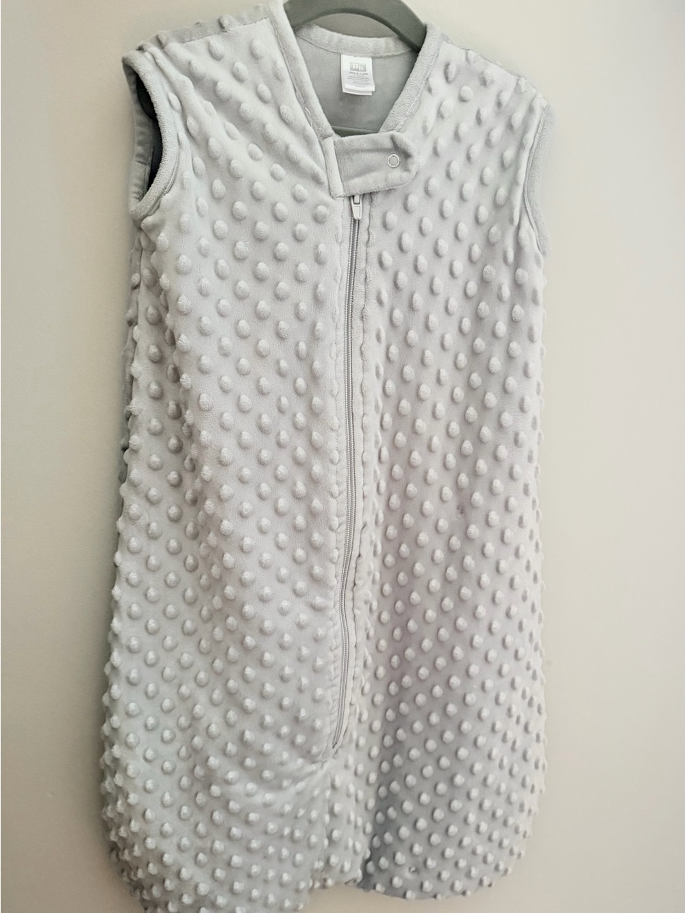 Hudson Baby Light Gray Infant Plush Sleep Sack Wearable Blanket Soft Dot Fleece